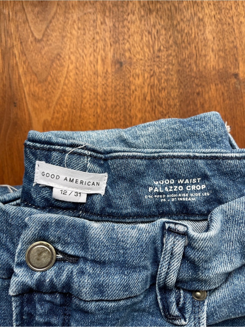 GOOD AMERICAN - Good Waist Cropped Palazzo Jeans - NWOT - Picture 6 of 9